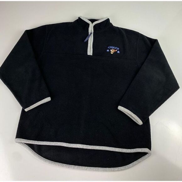 Disney Pooh Tigger Long Sleeve Fleece Pullover Sweatshirt Adult Medium Black AE0 - Picture 1 of 6